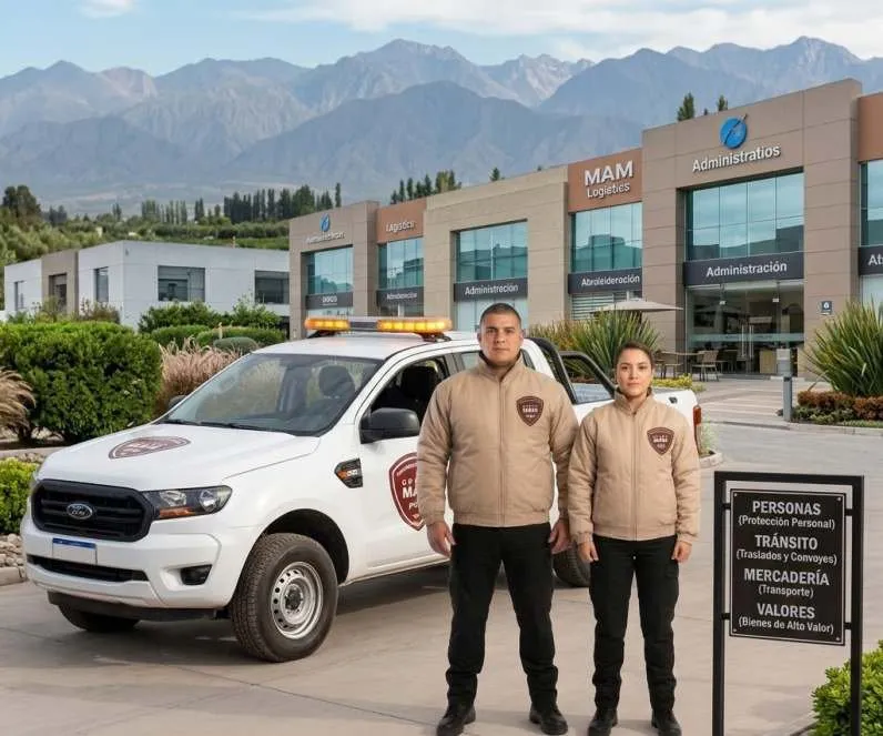 Equipo de custodia de Grupo MAM junto a un móvil de la empresa