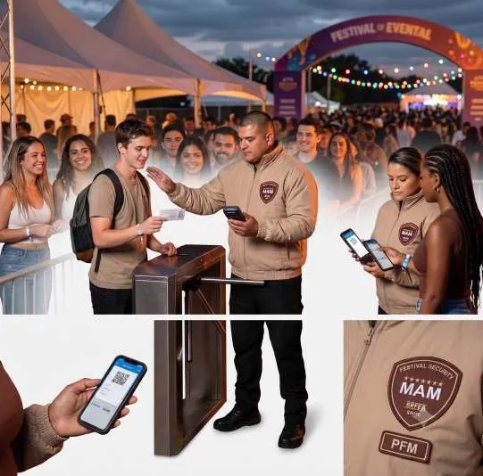 Personal de Grupo MAM controlando el acceso a un festival